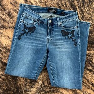 Lucky Brand skinny jeans with Black Floral Detail
